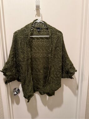 H&M Olive Green Open Knit Cardigan